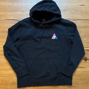 HUF Hoodie Mens Black Prism Back Graphic Pullover SIZE L